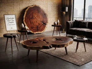 Customized natural wood furniture and table making services by Saeed Wood Craft Furniture Mart located near Byco Pump Manzoor Colony Karachi, featured on Sasta Bol