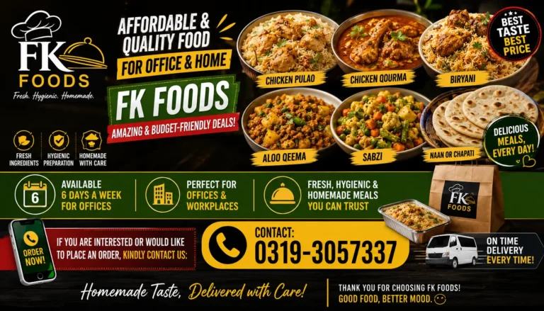 Delicious Pakistani chicken biryani and office lunch meals by FK Food