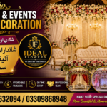 Luxury wedding floral stage decoration and hanging flowers by Ideal Flowers