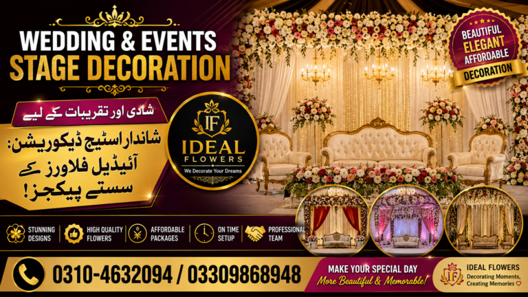 Luxury wedding floral stage decoration and hanging flowers by Ideal Flowers