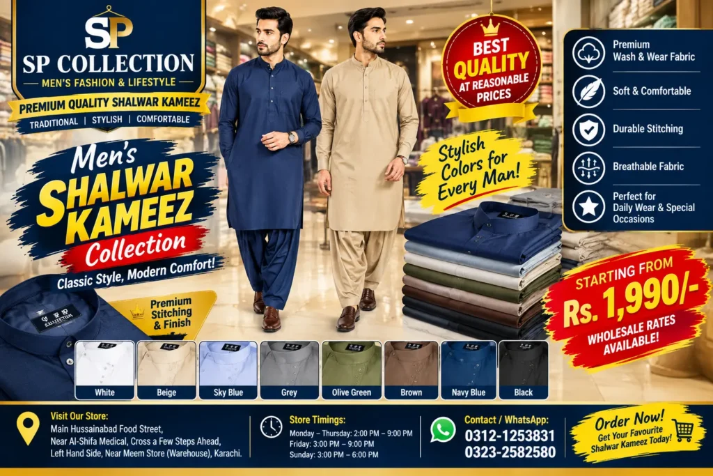 Original Zellbury men unstitched wash and wear suits at SP Collection Karachi