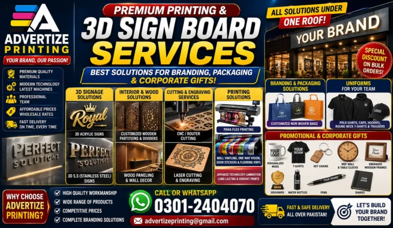 Modern 3D acrylic signs and corporate branding printing by Advertize Printing